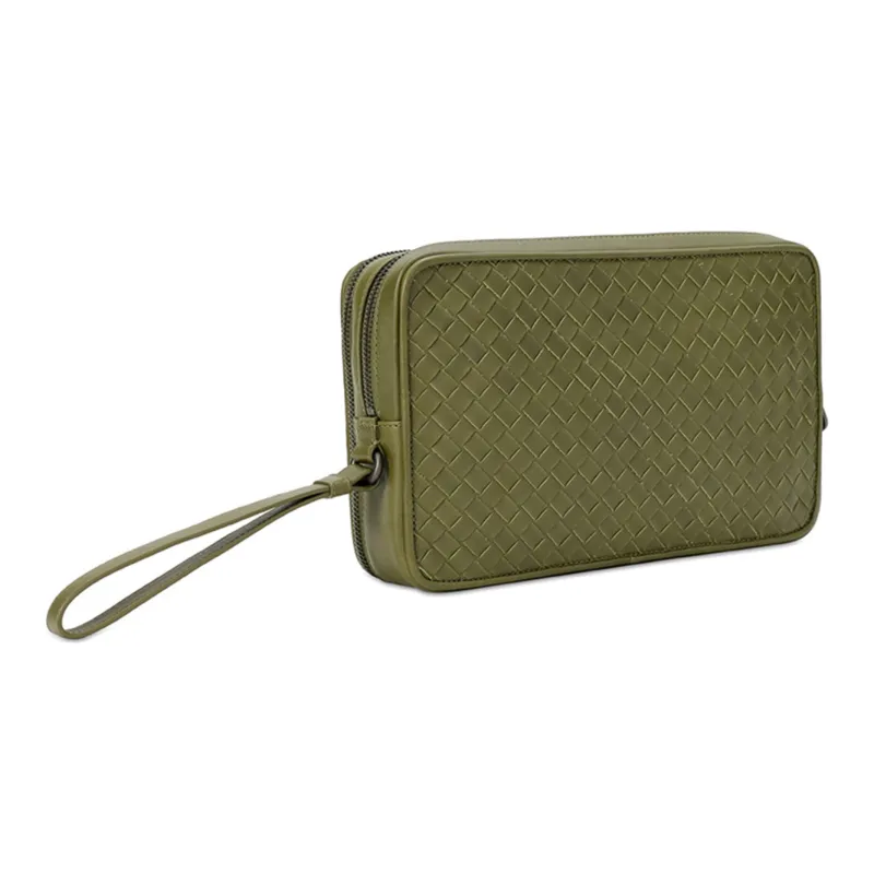 Bottega Veneta Cow Leather Clutch Men's Green-1