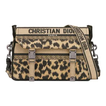 DIOR DiorCamp Embroidery Messenger Bag Shoulder Bag Crossbody Bag Small Size Women's Leopard Print