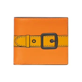 COACH Billfold Wallet Leather Wallet Mini Men's Papaya Orange