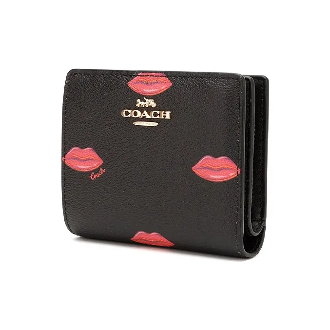 COACH Snap Wallet Artificial Leather Card Holder Wallet Women's Black-1