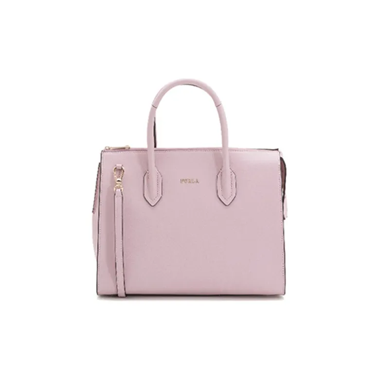 Furla Pin Leather Tote Bag, Shopping Bag, Shoulder Bag, Crossbody Bag, Handbag Medium Size Women's Pink-0