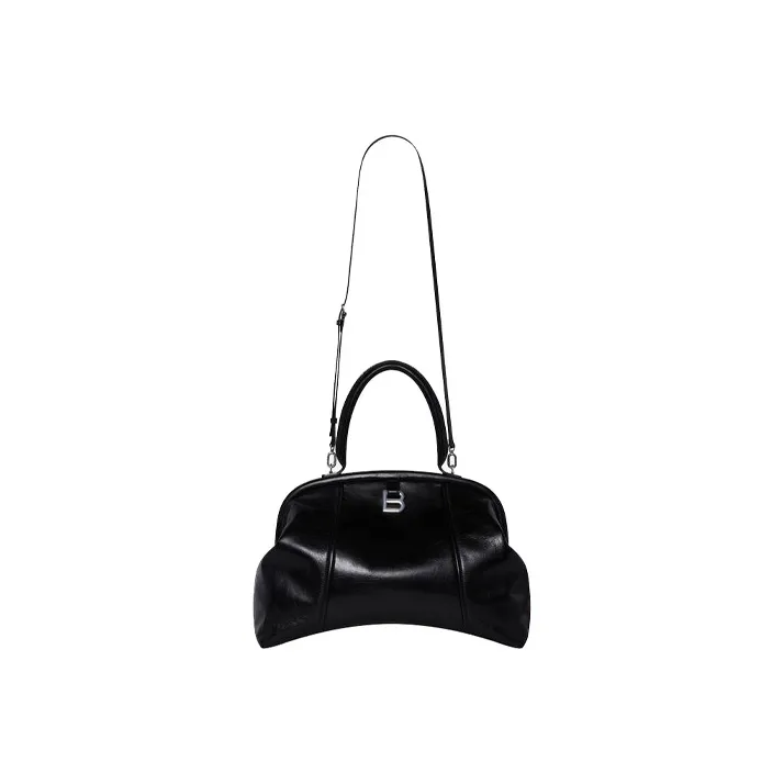 Balenciaga EDITOR Paper Calfskin Hourglass Bag Shoulder Bag Large Size Women's Black-4