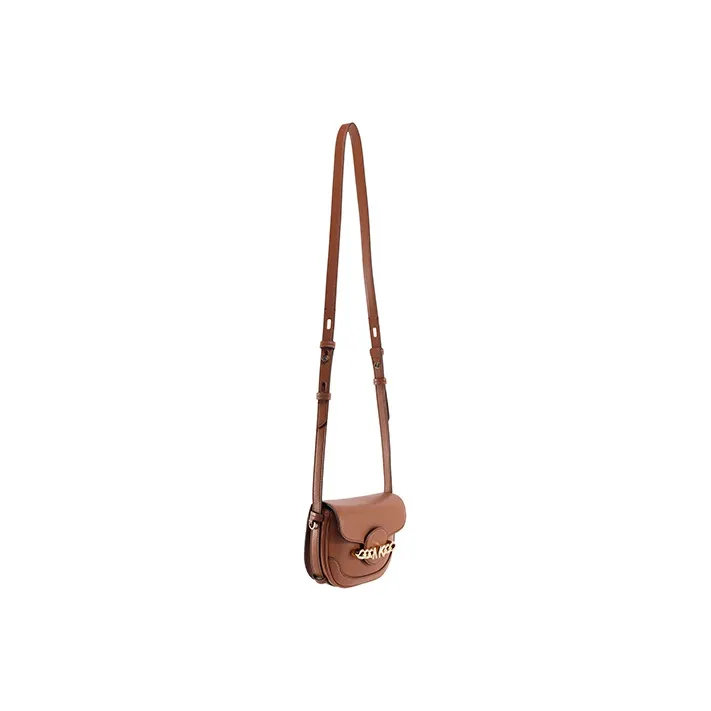 MICHAEL KORS Hally Cow Leather Saddle Bag, Shoulder Bag, Crossbody Bag Women's Brown-2