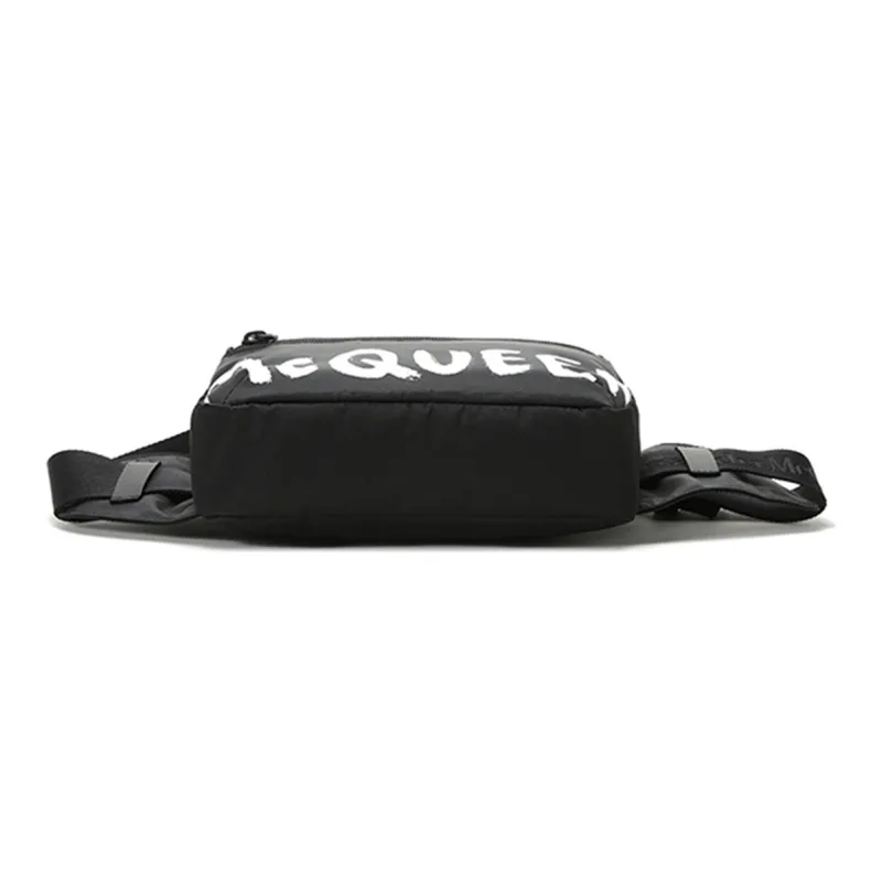 Alexander McQueen Fabric Crossbody Bags Fanny Pack Sling Bags Men's Black White-4