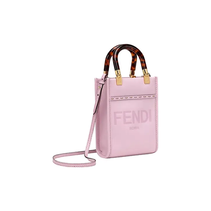 FENDI Sunshine Cow Leather Shoulder Bag, Crossbody Bag, Handbag Mini Women's Pink-1