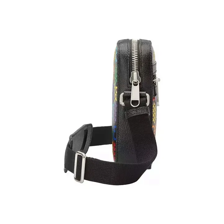 GUCCI Canvas With Leather Camera Bag Shoulder Bag Crossbody Bag Unisex Black & Multicolor-4