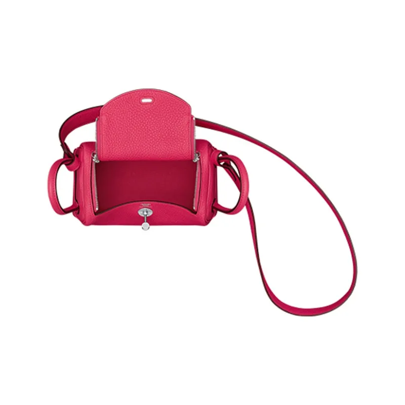 HERMES Clemence Bullock Leather Handbag Shoulder Bag Crossbody Bag Mini Women's I6 Rose Extreme Extreme Pink-2