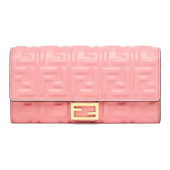 FENDI Baguette Nappa Leather Wallet Women's Pink