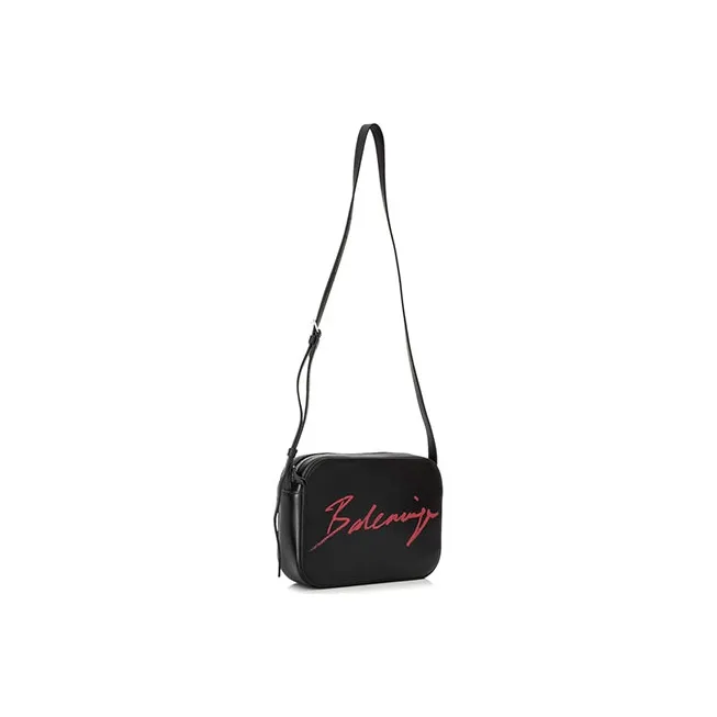 Balenciaga Leather Crossbody Bag Shoulder Bag Women's Black & Red-1
