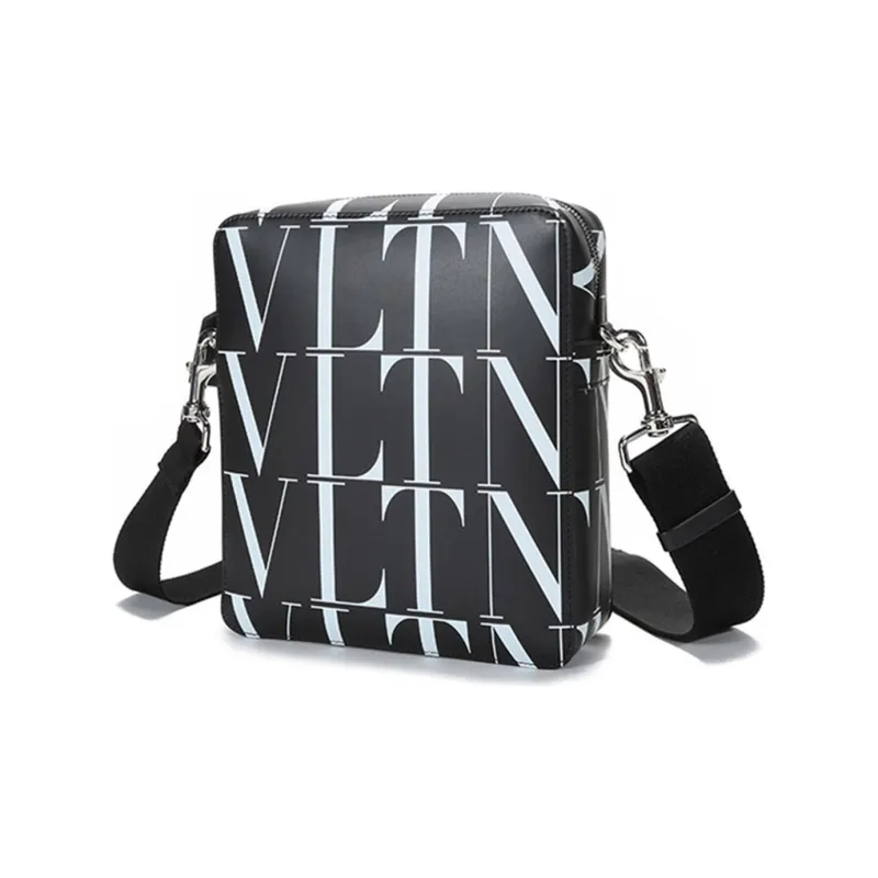 Valentino Cow Leather Crossbody Bag, Shoulder Bag Men's Black White-1