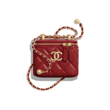 CHANEL Calfskin Box Bag, Flap Bag, Coin Purse, Shoulder Bag, Crossbody Bag Women's Burgundy