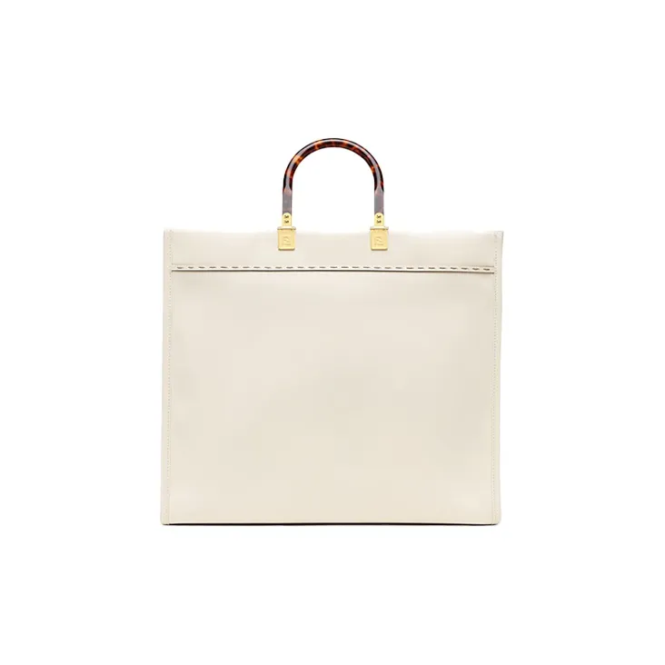 FENDI Sunshine Cow Leather Sunshine Bag, Tote Bag, Shopping Bag, Handbag Tubas Women's White-1