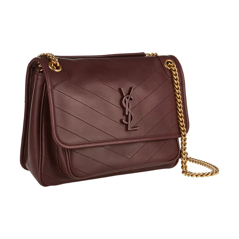 SAINT LAURENT Leather Hobo Bag Shoulder Bag Crossbody Bag Women's Red-1