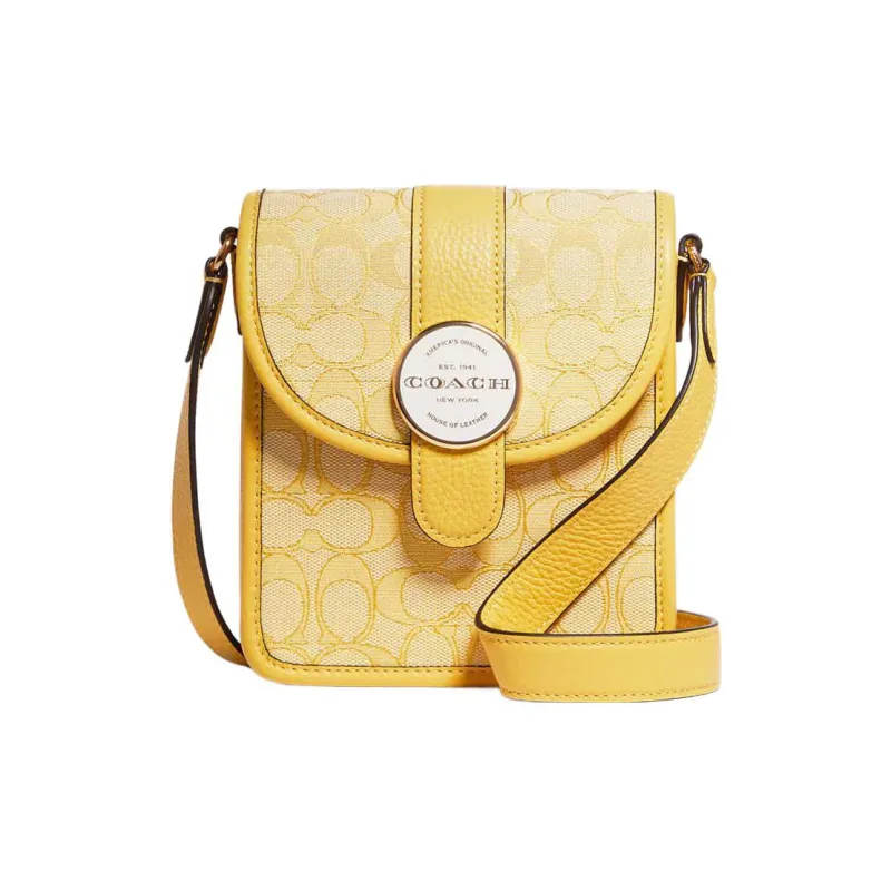 COACH N/S Leather Shoulder Bag Crossbody Bag Mini Women's Yellow-0