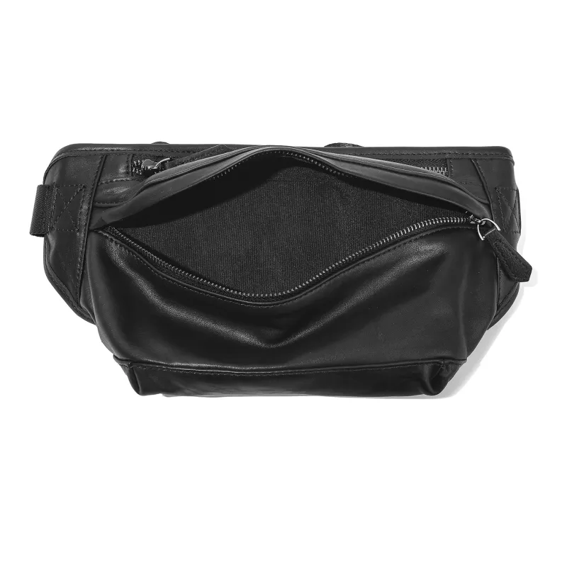 Ace Paul Top Grain Cow Leather Fanny Pack Sling Bag Crossbody Bag Regular Men's Black-3