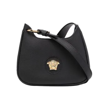 VERSACE Cow Leather Crossbody Bag, Shoulder Bag Women's Black