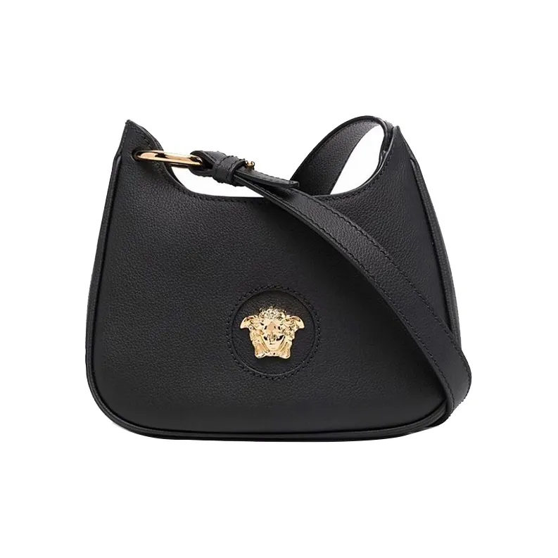 VERSACE Cow Leather Crossbody Bag, Shoulder Bag Women's Black-0