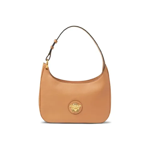 VERSACE La Medusa Cow Leather Shoulder Bag Women's Camel