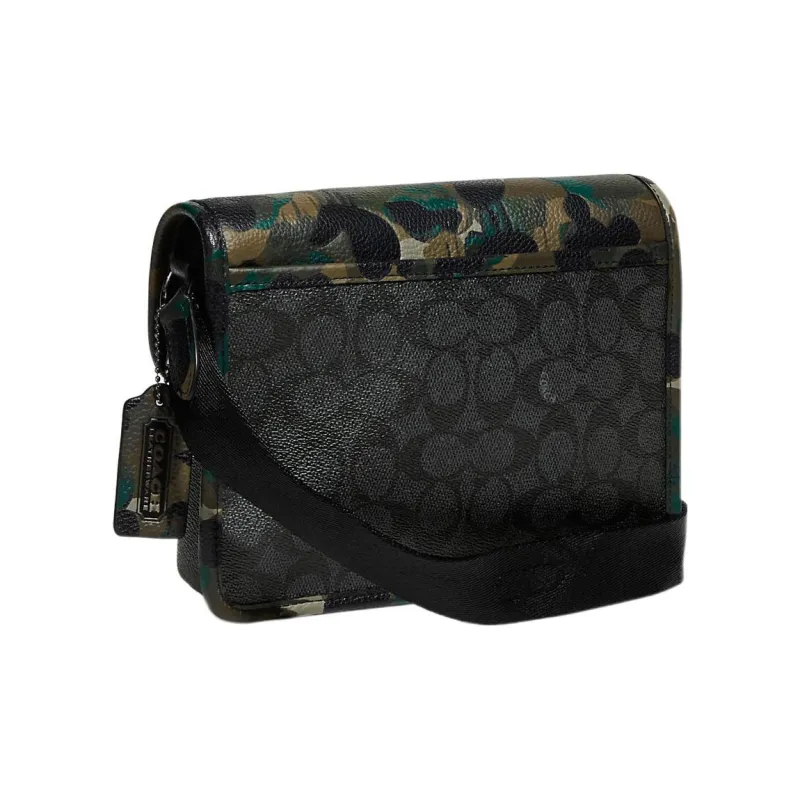 COACH League Canvas With Leather Storage Bag, Messenger Bag, Shoulder Bag, Crossbody Bag Small Size Men's Black-2