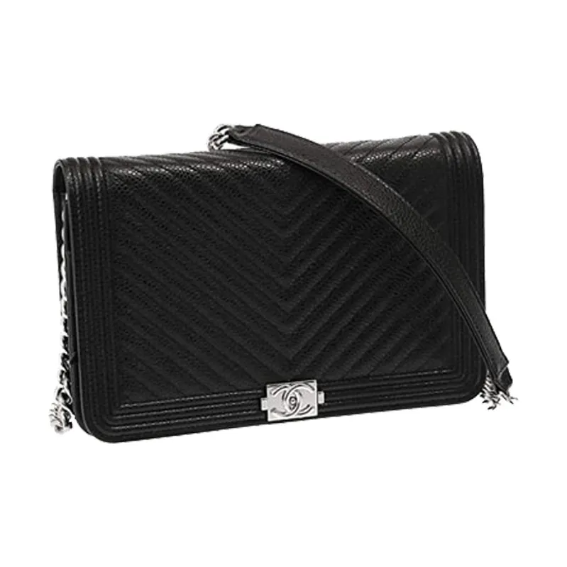 CHANEL Leboy Sheepskin Chain Wallet, Shoulder Bag, Crossbody Bag Women's Black-2