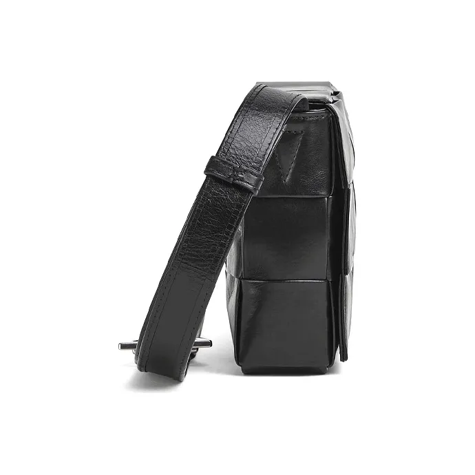 Bottega Veneta Cassette Intreccio Crossbody Bag Medium Black-2