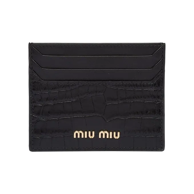 MIU MIU Matelassé Artificial Leather Wallet Women's Black-0