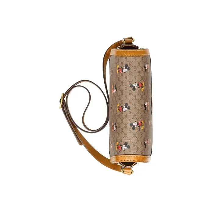 GUCCI Disney Collaboration Leather Saddle Bag Crossbody Shoulder Bag Unisex Ebony & Brown-4