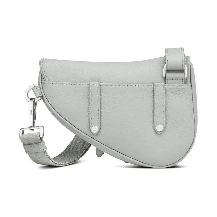 DIOR Saddle Grained Calfskin Saddle Bag Fanny Pack Sling Bag Shoulder Bag Crossbody Bag Mini Unisex Gray-3