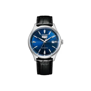 CITIZEN Mechanical Movement Cow Leather Strap Watch Men's Watches Blue Dial NH8390 20LB
