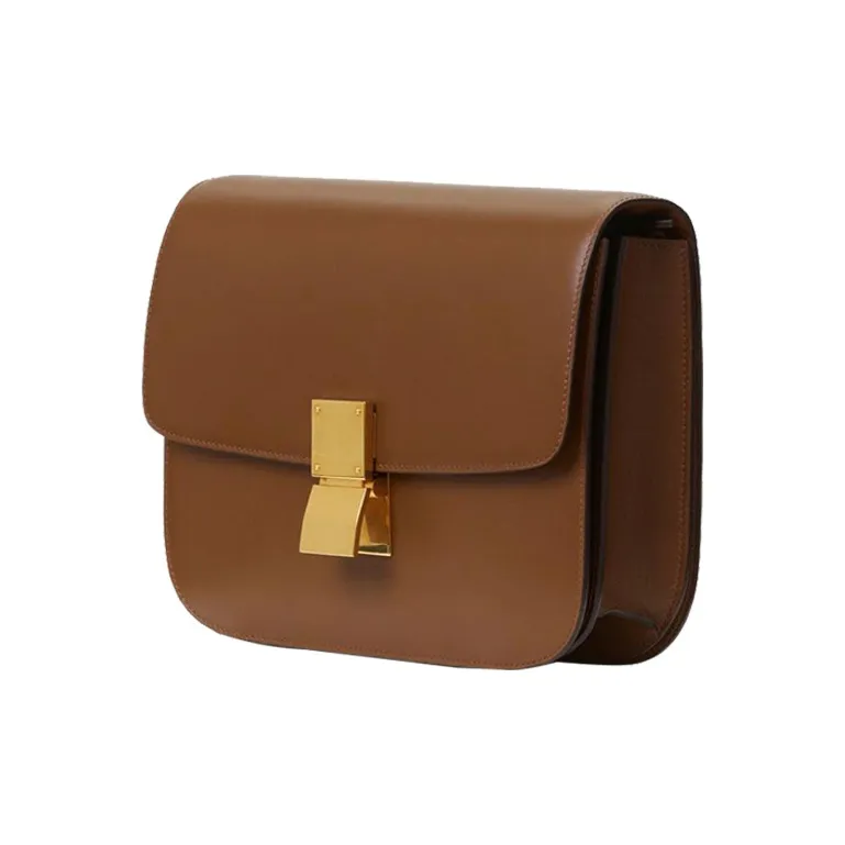 CELINE Classic Bo Cow Leather Block Bag Shoulder Bag Crossbody Bag Medium Size Women's Caramel-1