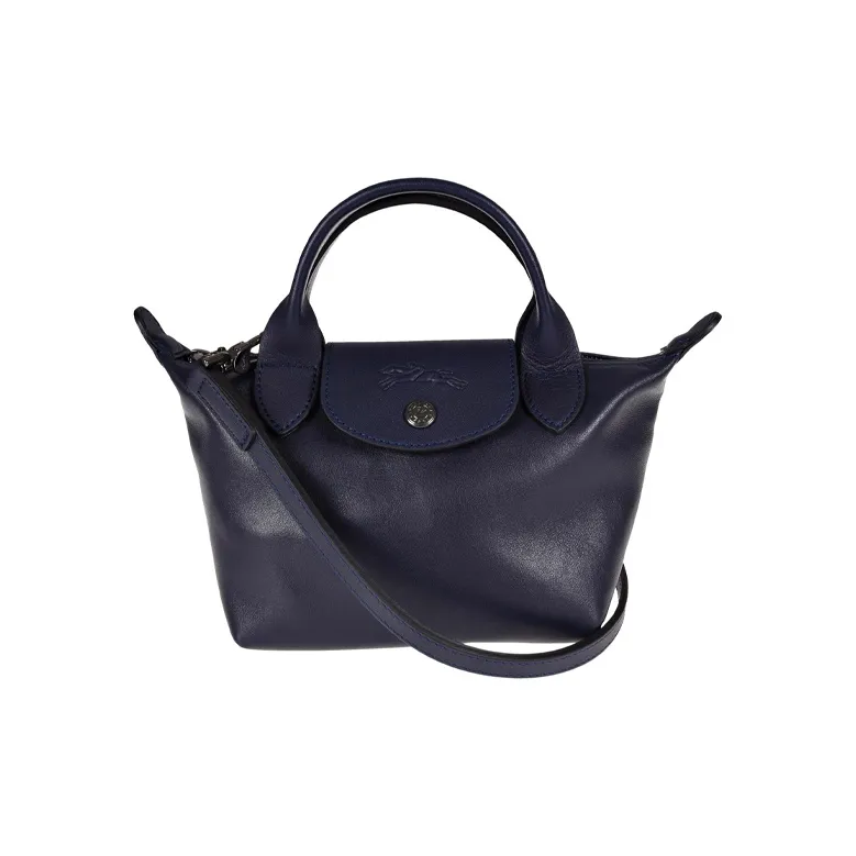 LONGCHAMP Le Pliage Cuir Canvas Crossbody Bag, Handbag Women's Blue-0