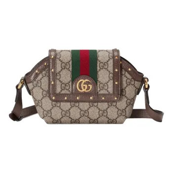 GUCCI Ophidia Webbing One Shoulder Crossbody Earphone Cases Mini Unisex Ebony/Brown