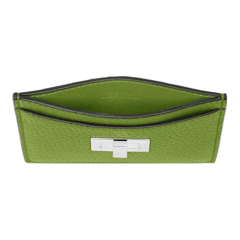 FENDI Cow Leather Business Card Holder Women's Green-2