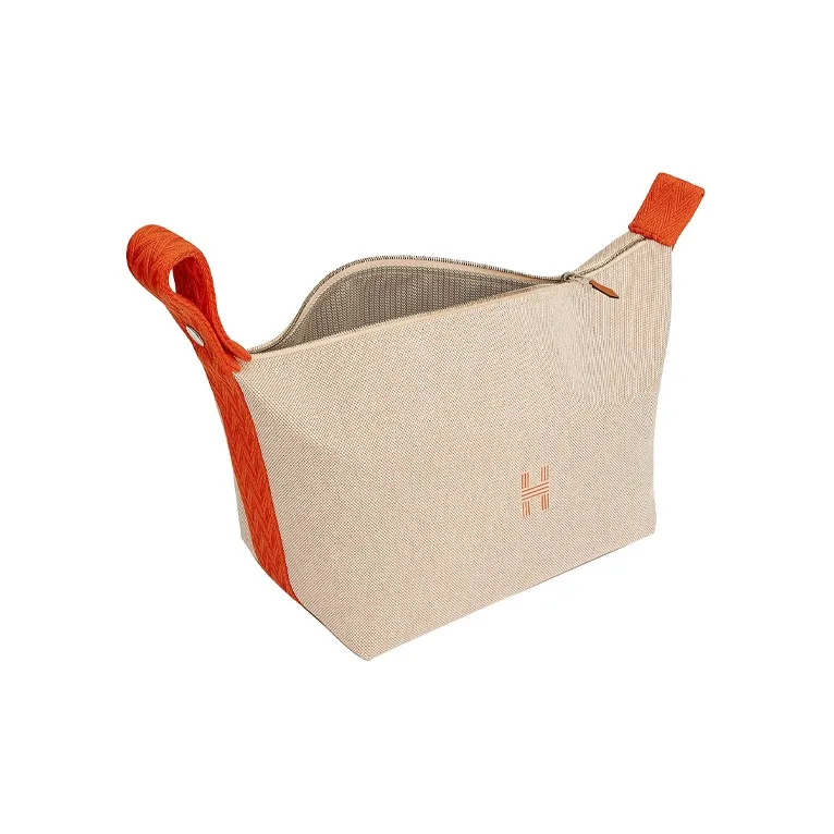 HERMES Bride a Brac Cotton Storage Bag, Toiletry Bag Large Size Unisex Beige-3