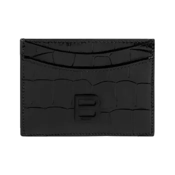 Balenciaga Hourglass Embossed Cow Leather Card Holder Card Holder Women's Black