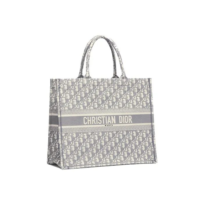DIOR BookTote Embroidery Tote Bag, Shopping Bag, Shoulder Bag, Handbag Tubas Women's Gray-1