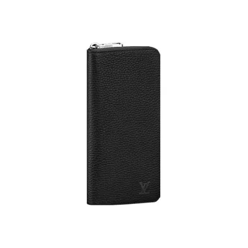 LOUIS VUITTON Zippy Taurrilon Leather Wallet Men's Black