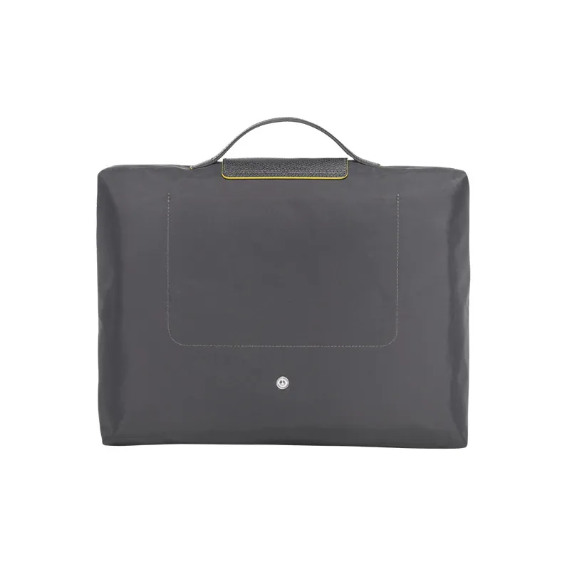 LONGCHAMP Le Pliage Club Large Cow Leather Trim Handbags Briefcases Small Size Unisex Metal Gray-3