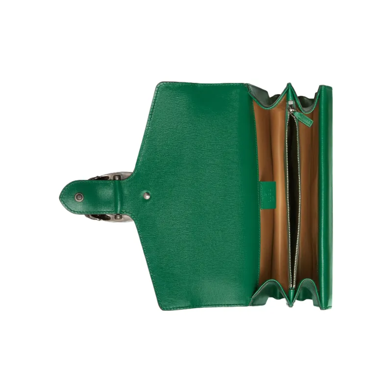 GUCCI Dionysus Leather Shoulder Bag Crossbody Bag Small Size Women's Emerald Green/Apricot Cream-4