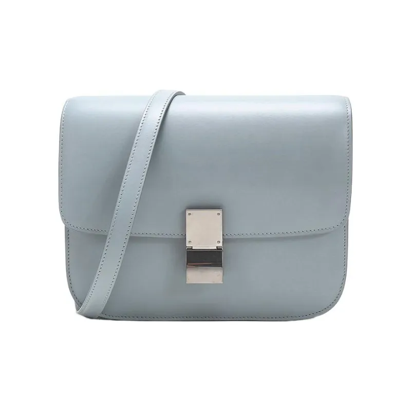 CELINE Classic Bo Polished Cow Leather Tofu Cube Bag Crossbody Bag Shoulder Bag Women's Haze Blue-0