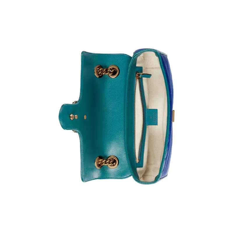 GUCCI GG Marmont Quilting Leather Shoulder Bag Crossbody Bag Small Size Women's Blue/Sapphire Green-5