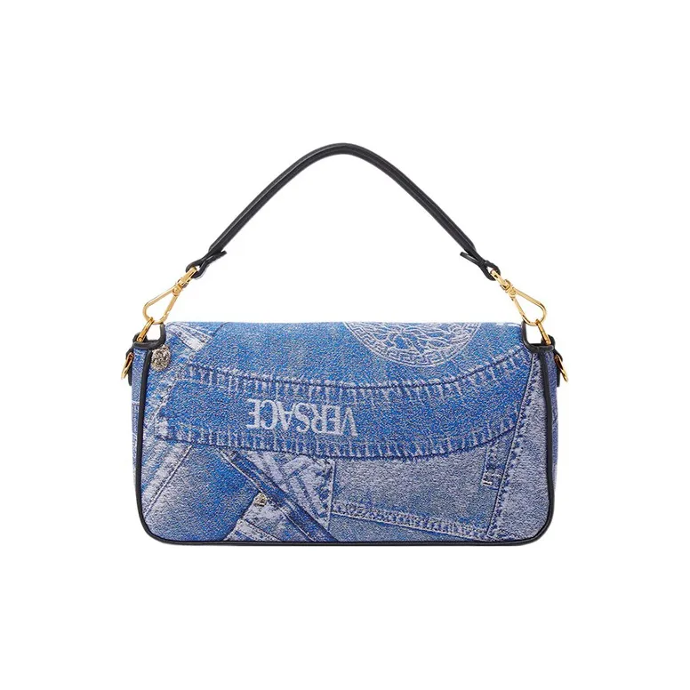 VERSACE FENDI Collaboration Baguette Polyester Shoulder Bag Crossbody Bag Handbag Women's Blue-2