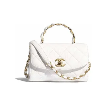 CHANEL COCO Handle Lambskin One Shoulder Handbags Mini Women's White