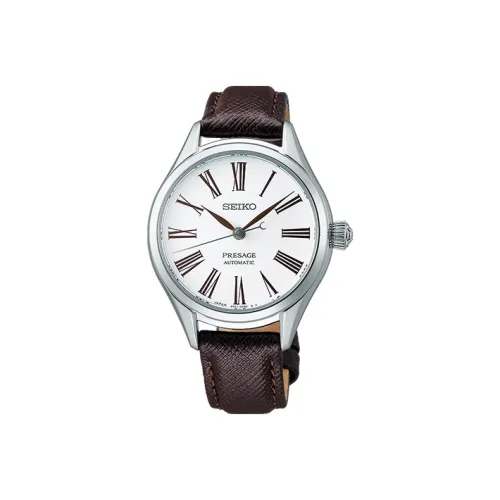 SEIKO Automatic Mechanical Movement Cowhide Strap Watch Women's Watch White Dial SPB233J1