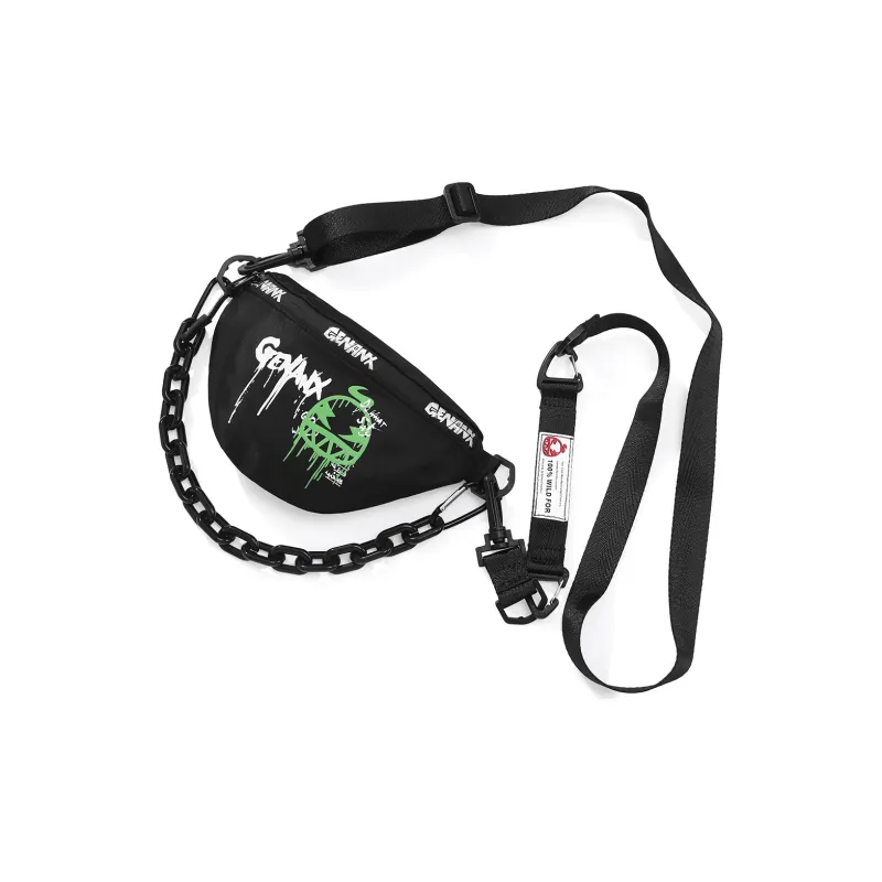 GENANX Polyester Polyamide Shoulder Bag Crossbody Bag Small Size Unisex Black/White-2