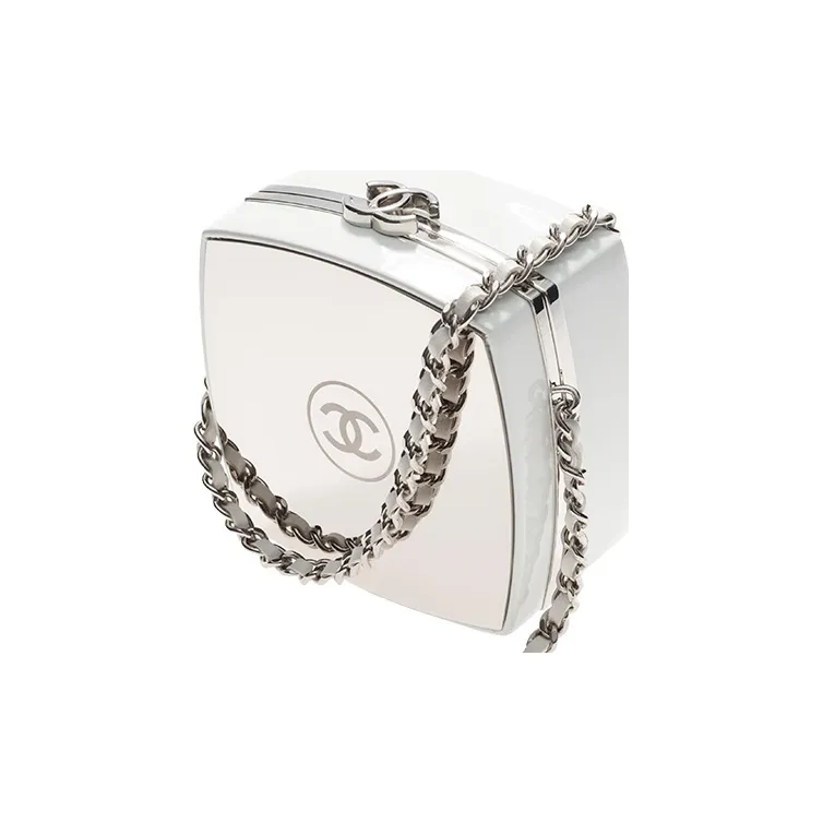CHANEL 21K Winter Sheepskin One Shoulder Handbag, Crossbody Bag Tubas Women's White-1