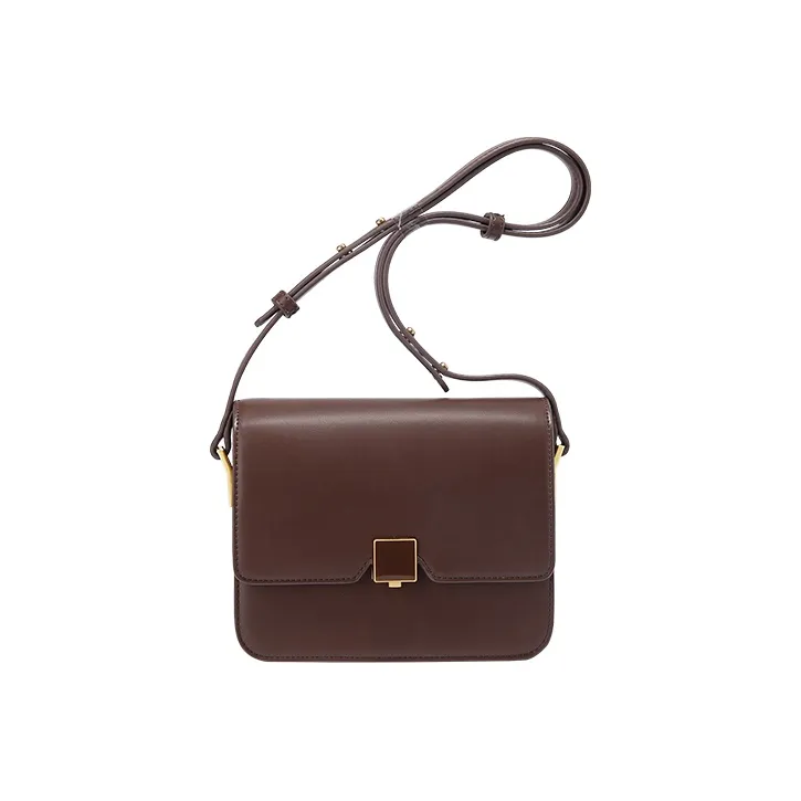 JONBAG Synthetic Leather Tofu Bag Small Square Bag, Shoulder Bag, Crossbody Bag, Shoulder Bag Trumpets Women's Brown-2
