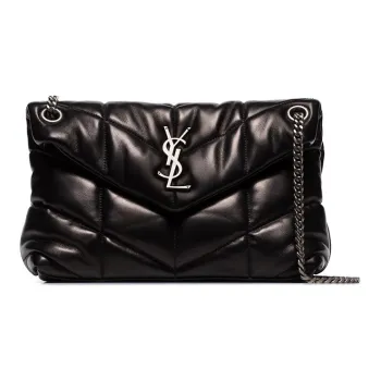 SAINT LAURENT Puffer Logo Plaque Small Shoulder Bag