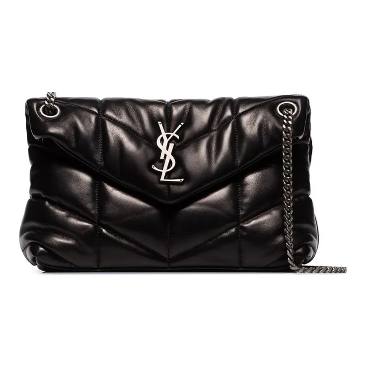 SAINT LAURENT Puffer Logo Plaque Small Shoulder Bag-0