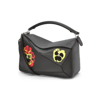 LOEWE Puzzle Cow Leather Handbag Men's Black